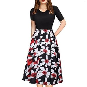 3/4 Sleeve Swing Casual Dress W/ Pockets